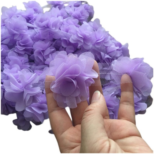24Pcs 3D Chiffon Lace Patch For Flower 2Yard DIY Accessories Carousel 2