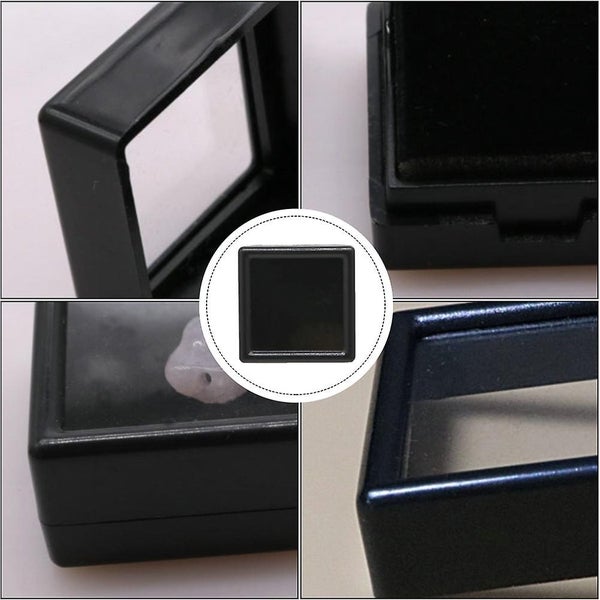 5pcs Transparent Lid Gems Boxes Jewelry Ring Display Case With Foams Pad Carousel 2
