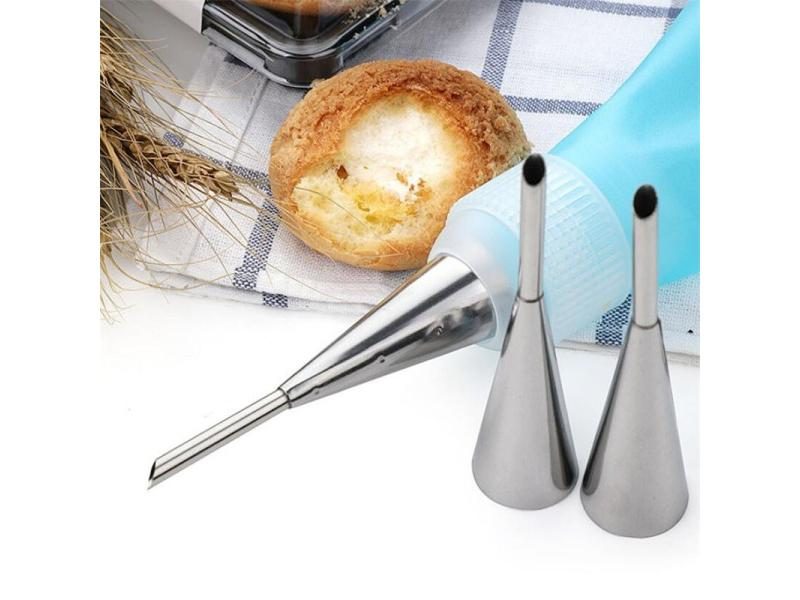 2pcs Puff Nozzle Tip Confectionery Stainless Steel Cake Cupcake Injection Tool Carousel 2