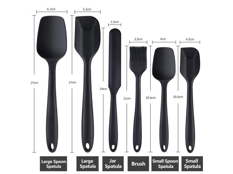 LMETJMA 6 Piece Silicone Spatula Set Non-Stick Heat-Resistant Spatulas Turner Carousel 1