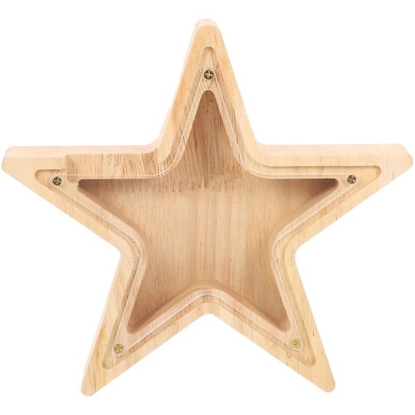 Stylish Coin Bank Star Shape Money Storage Bank Wood Transparent Coin Holder Fo Carousel 1