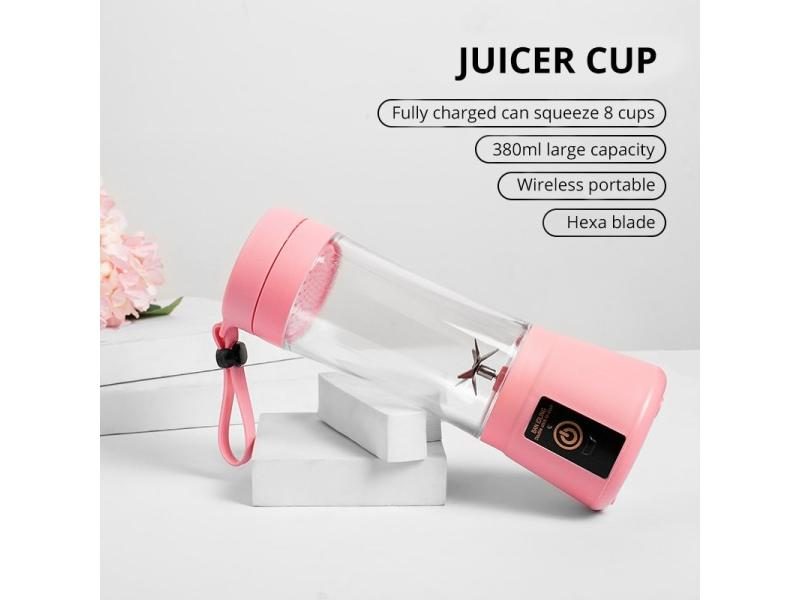 1Pc Pink Mini USB Rechargeable 6 Blades Portable Blender For Milkshake Juice Carousel 1