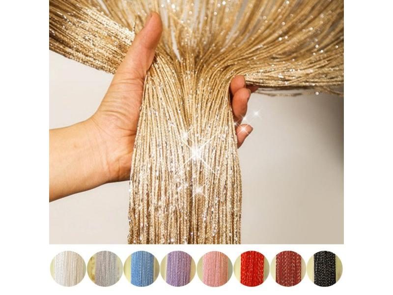 Shiny Tassel Silver Line String Curtain Fashion Valance Living Room Divider Carousel 2