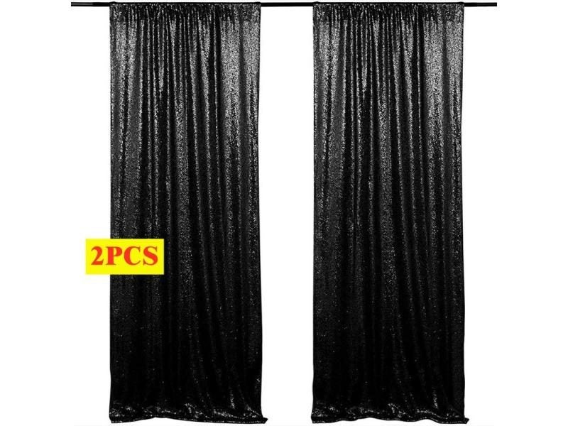 Gold/Silvery Sequin Backdrop Curtains 2 Panels 2FTx8FT For Party Wedding Decor Carousel 1
