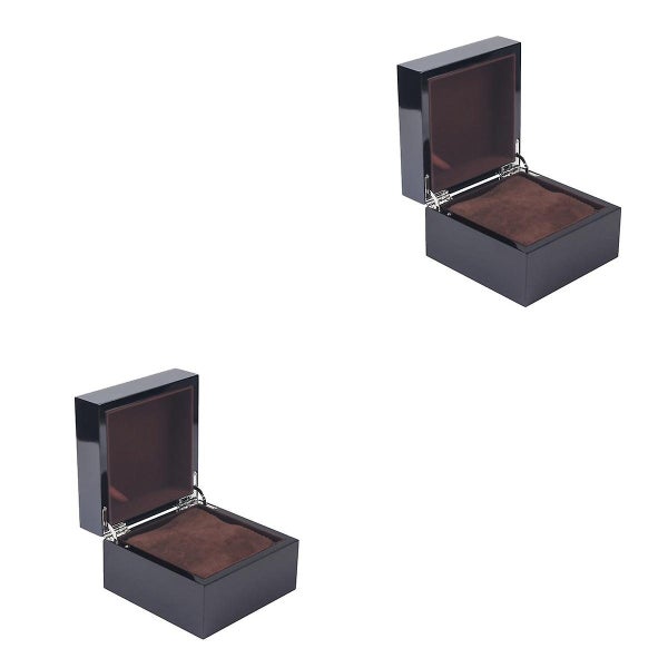 2pcs Superior Quality Watch Box Black Varnish Wooden Watch Box Storage Organize Carousel 3