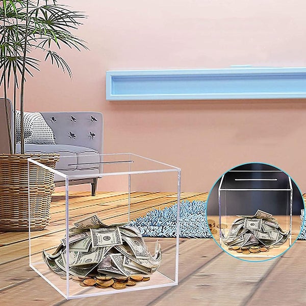Desktop Piggy Bank Acrylic Saving Pot Transparent Saving Bank Money Supply Carousel 2