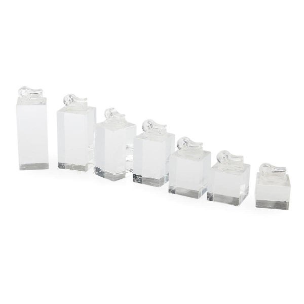 7pcs Clear Acrylic Cube Jewelry Ring Earrings Display Stand Holder Showcase Carousel 1