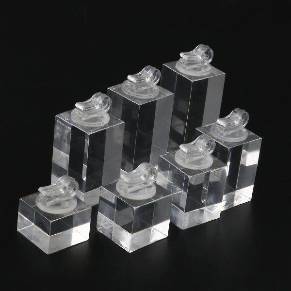 7pcs Clear Acrylic Cube Jewelry Ring Earrings Display Stand Holder Showcase Carousel 2
