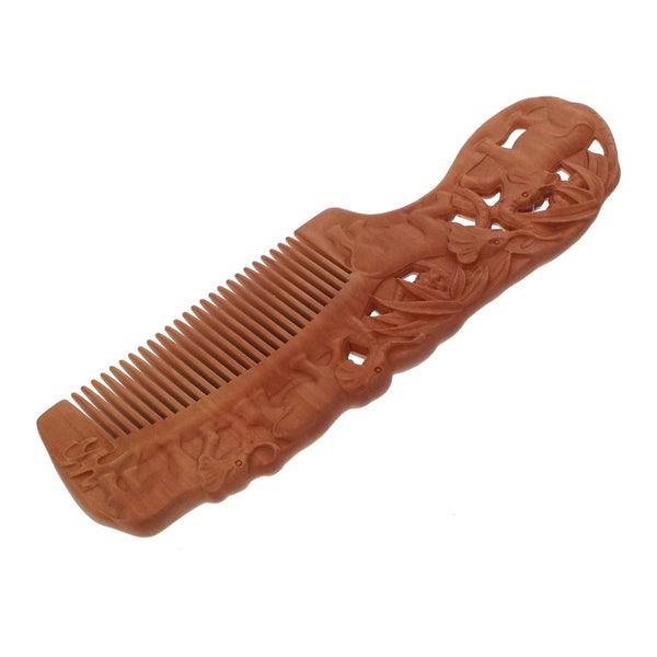 1pc Meridian Massage Comb Mahogany Comb Practical Hairstyling Comb light Brown Carousel 2