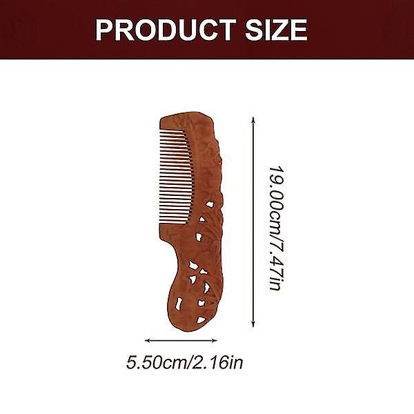 1pc Meridian Massage Comb Mahogany Comb Practical Hairstyling Comb light Brown Carousel 3