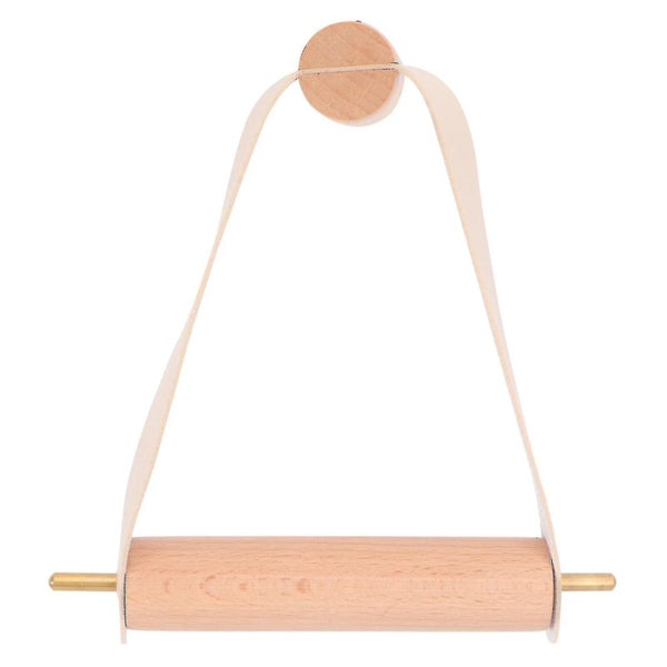 1pc Roll Paper Holder Wall mounted Tissue Rack Wood Paper Rack khaki Carousel 2