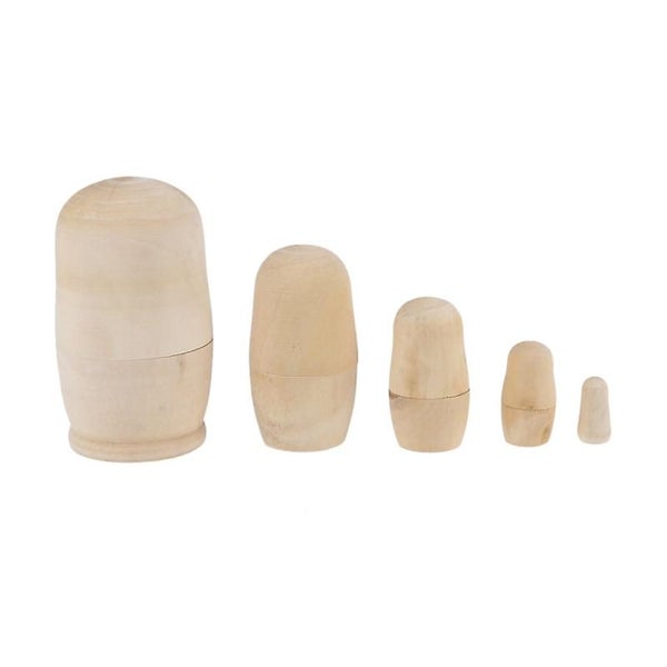 5pcs Diy Matryoshka Dolls Unpainted Wooden Russian Nesting Dolls For Crafting Carousel 2