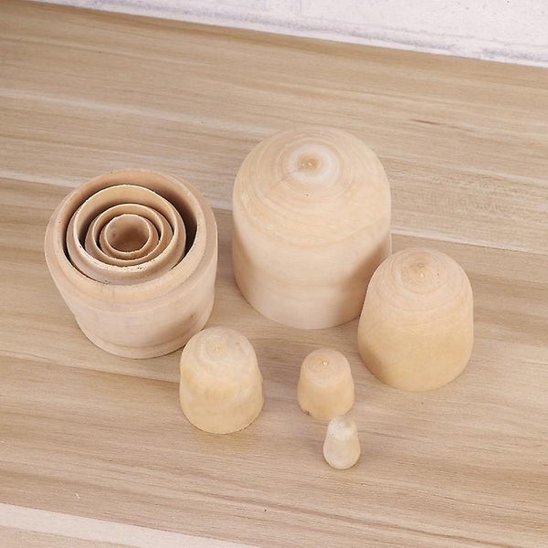5pcs Diy Matryoshka Dolls Unpainted Wooden Russian Nesting Dolls For Crafting Carousel 4