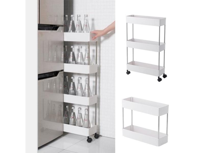 2/3/4 Tier Slim Storage Cart Mobile Shelving Unit Organizer Slide Out Storage Carousel 2