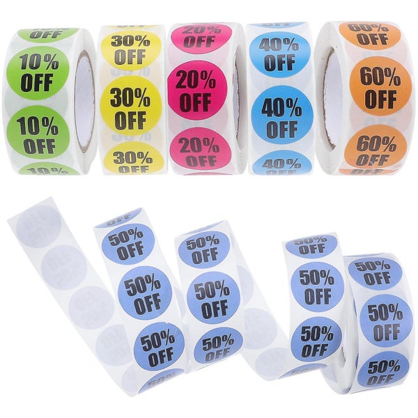 6 Rolls Percent Off Stickers Discount Stickers Labels Adhesive Retail Store Lab Carousel 1