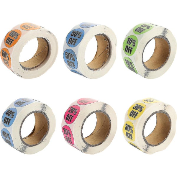 6 Rolls Percent Off Stickers Discount Stickers Labels Adhesive Retail Store Lab Carousel 2