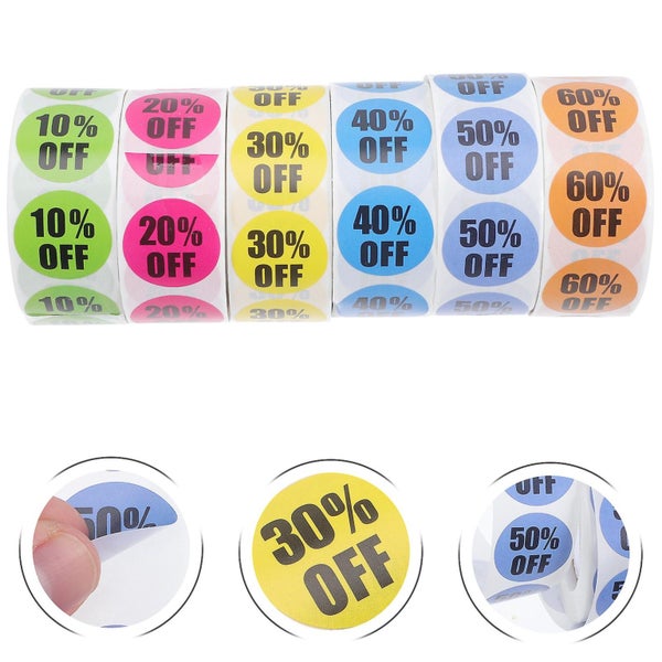 6 Rolls Percent Off Stickers Discount Stickers Labels Adhesive Retail Store Lab Carousel 4