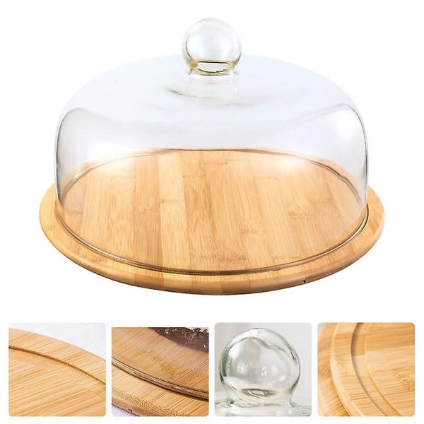 1 Set Of Wood Cake Plate Cake Holder Wooden Cake Stand Cake Dome Bread Tray Carousel 4