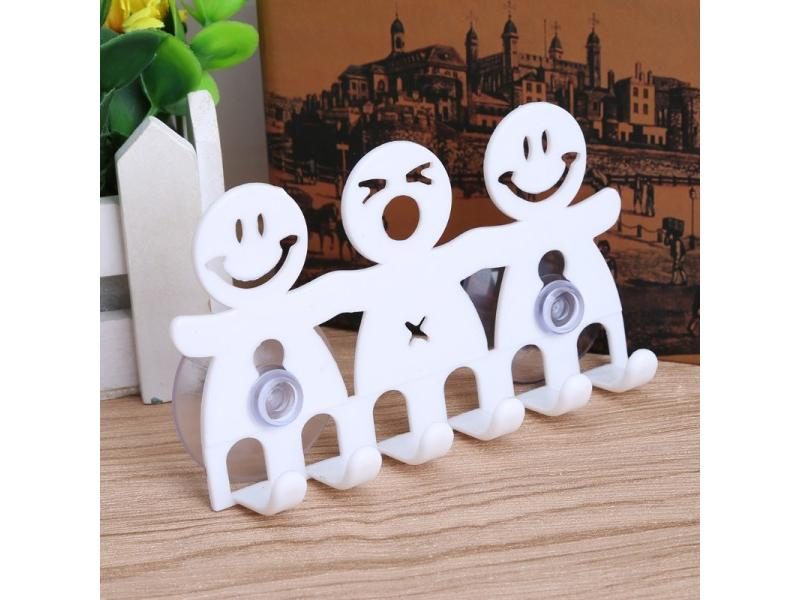 1Pc Toothbrush Holder Wall Mounted Suction Cup 5 Position Cute Cartoon Smile Carousel 2