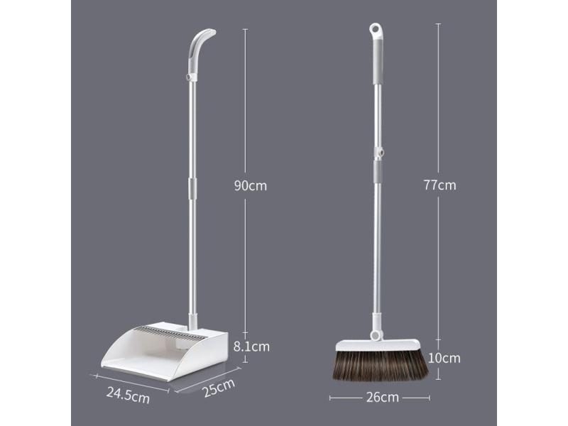 JOYBOS Home Windproof Floor Broom Dustpan Set Stainless Upright Extendable Carousel 1