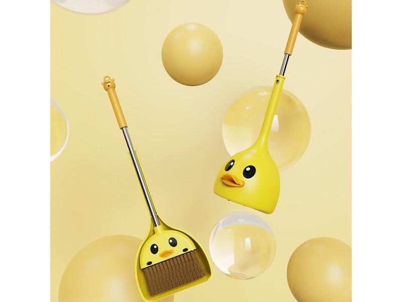Children Cleaning Brush Garbage Shovel Table Household Tool Set Yellow Duck Carousel 1