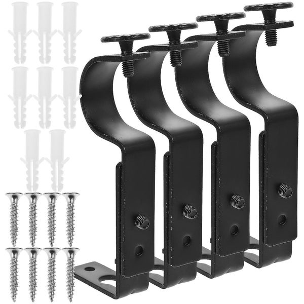 4pcs Wall Mounted Curtain Rod Bracket Adjustable Curtain Rod Holder Telescopic Carousel 2