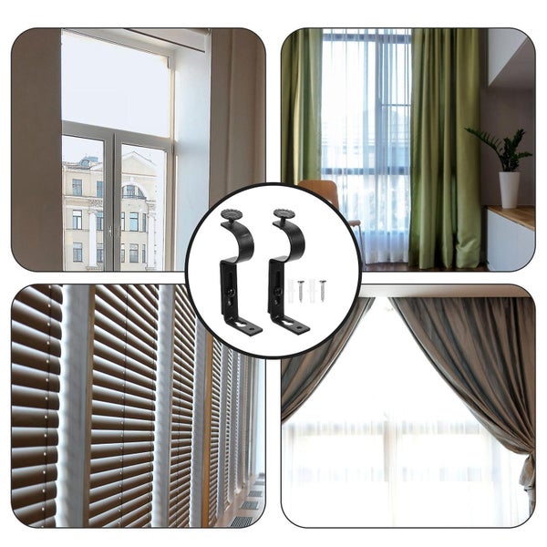 4pcs Wall Mounted Curtain Rod Bracket Adjustable Curtain Rod Holder Telescopic Carousel 3