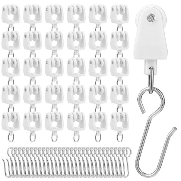 30 Pcs Curtain Gliders With Hooks For Curtain Tracks Carrier Rollers And Hooks Carousel 1