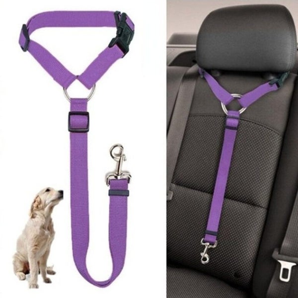 Solid Color Two-in-one Pet Car Seat Belt Nylon Lead Leash Backseat Safety Belt Carousel 2