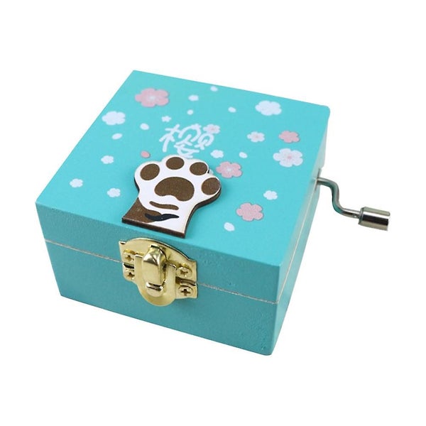 1 Pc Hand Shake Music Box Cat Claw Printing Fashion Wooden Craft Birthday Gift Carousel 1