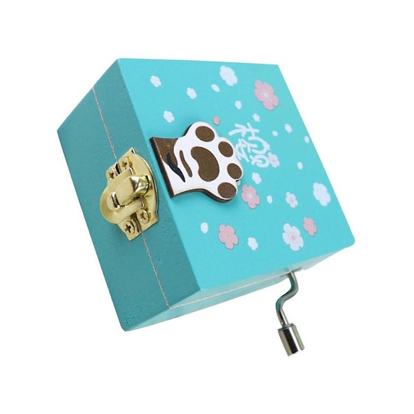 1 Pc Hand Shake Music Box Cat Claw Printing Fashion Wooden Craft Birthday Gift Carousel 2