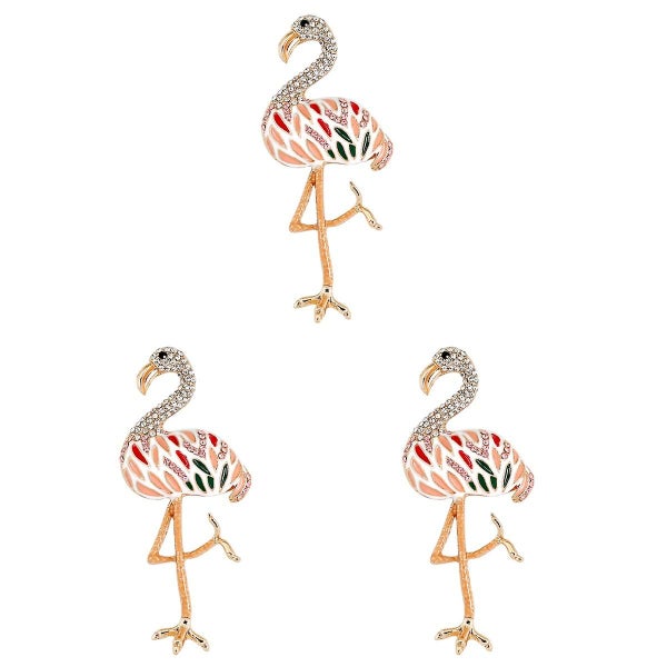 3pcs Flamingo Shape Brooch Fashion Alloy Brooch Exquisite Badge Brooch Pin Part Carousel 1