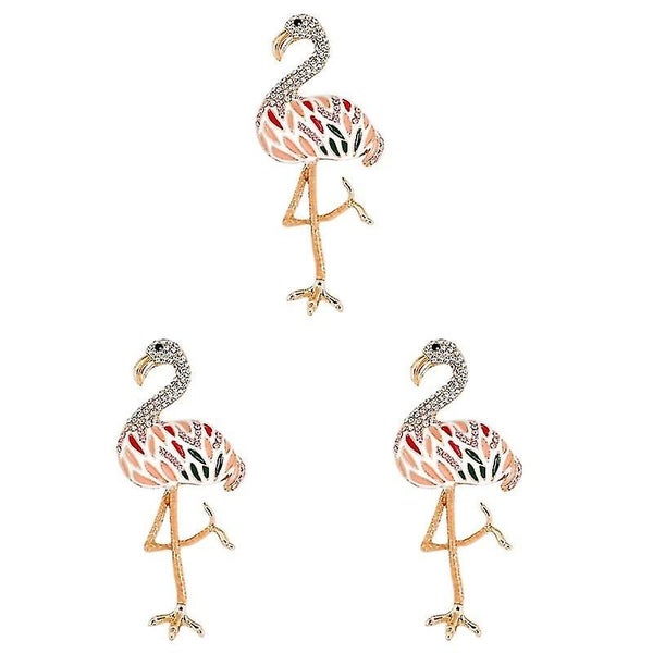 3pcs Flamingo Shape Brooch Fashion Alloy Brooch Exquisite Badge Brooch Pin Part Carousel 2