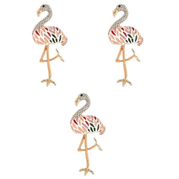 3pcs Flamingo Shape Brooch Fashion Alloy Brooch Exquisite Badge Brooch Pin Part Carousel 4