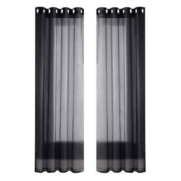 2pcs Home Patio Sheer Curtain Window Drapes Window Panels With Grommet Carousel 1