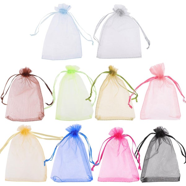 100 Pcs Clear Gift Bags Candy Pouches Drawstring Organza Gift Bags Jewelry Bags Carousel 1