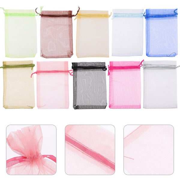 100 Pcs Clear Gift Bags Candy Pouches Drawstring Organza Gift Bags Jewelry Bags Carousel 3