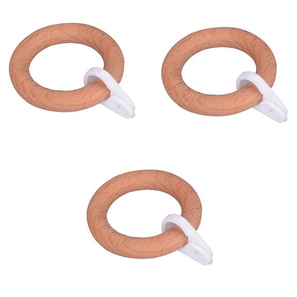 3pcs Solid Wood Rings Wooden Rings Circle Roman Rod Rings Curtain Rings Hanging Carousel 1