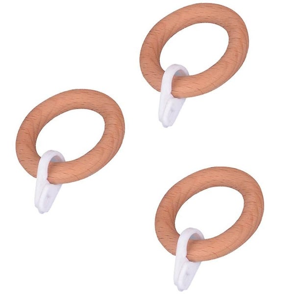 3pcs Solid Wood Rings Wooden Rings Circle Roman Rod Rings Curtain Rings Hanging Carousel 4