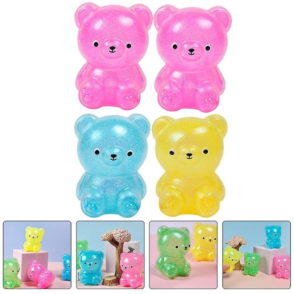 4pcs Bear Squeeze Toys Household Squeeze Toys Colored Bear Fidget Toys Elastic Carousel 3