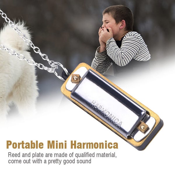 Portable Mini Harmonica Music Instrument Musical Necklace Toy (Silver) Carousel 2