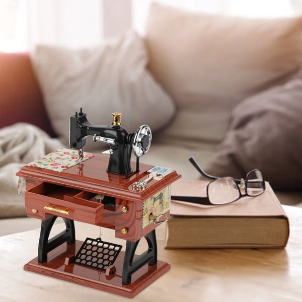 Mini Vintage Creative Retro Sewing Clockwork Music Box Gift Table Decoration Carousel 2