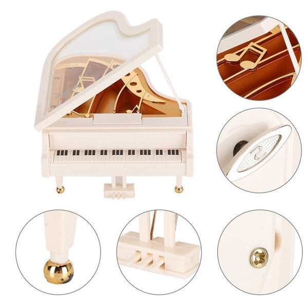 Piano Music Box Clockwork Pine Wood Type Desk Home Decoration Birthday Gift Carousel 2
