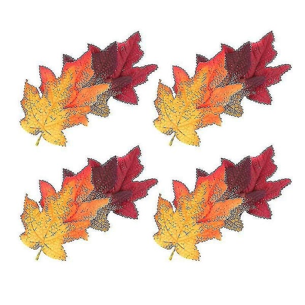 16pcs Halloween Decoration Thanksgiving Ornament Simulation Maple Leaf Set Deco Carousel 2