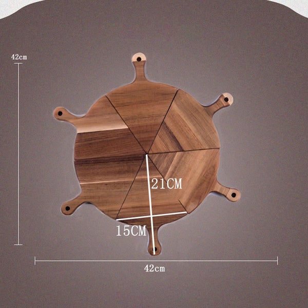 SOGA 6 pcs Brown Round Divisible Wood Pizza Server Food Plate Board Pizza Pad... Carousel 2