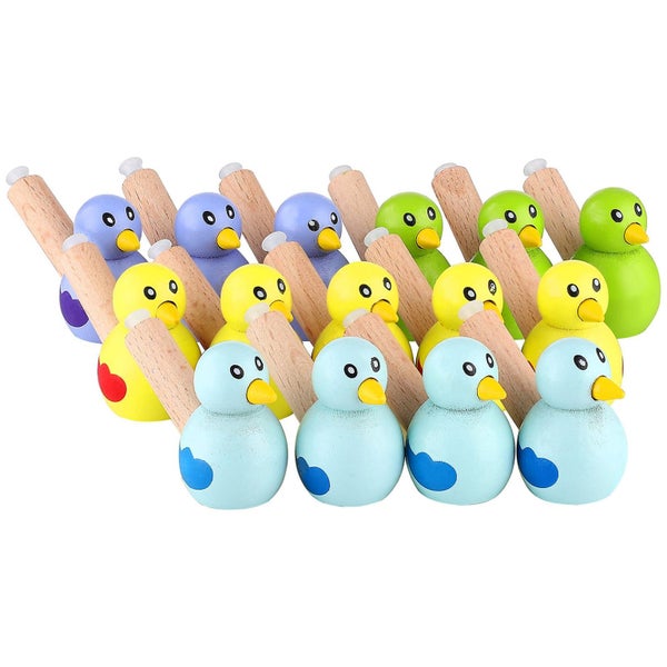 15 Pcs Kids Musical Toys Bird Shape Whistle Toys Bird Whistle Call Musical Wood Carousel 3