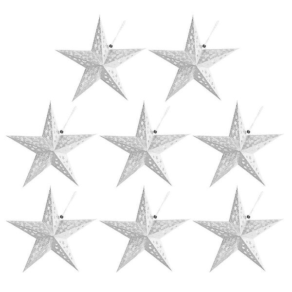 8pcs Reflective Hollow Out Paper Lampshades 3d Pentagram Hanging Lanterns Carousel 1