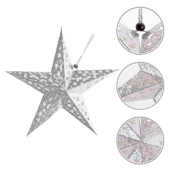 8pcs Reflective Hollow Out Paper Lampshades 3d Pentagram Hanging Lanterns Carousel 2