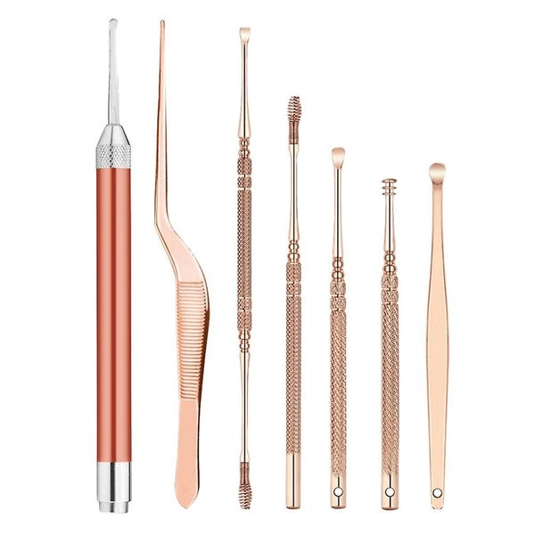 7 Pc Earplug Ear Cleaner Set Led Earpick Earwax Removal Earpick Cleaning Tool Carousel 1