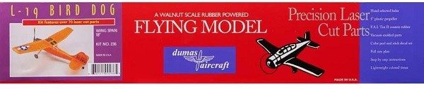 Dumas #236 Plane Kit: 18" Cessna L-19 Bird Dog - Rubber Powered Flying Model Carousel 3